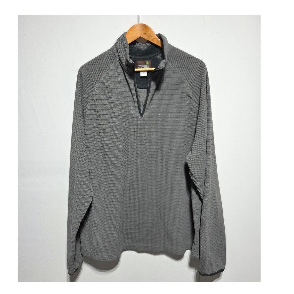 Weekendz Off Men's Gray Waffle Fleece Quarter Zip Cozy Cabin Core Pullover XXL